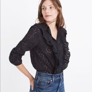 NWT Madewell Eyelet Pom Pom Top